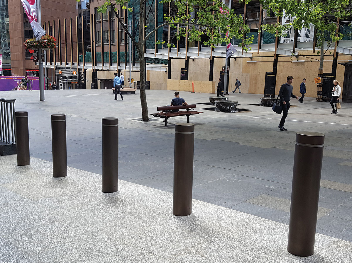 Bollards sloping site | Leda Security Products